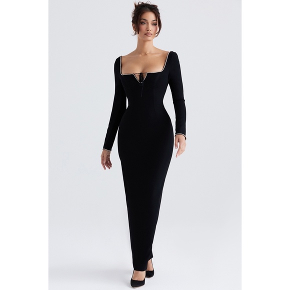 NEW House of CB Rosa Crystal Embellished Maxi Dress Black Small - Picture 10 of 17